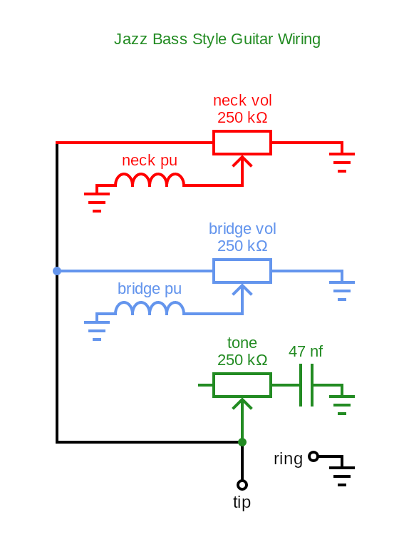 Jazz Bass Guitar Circuit Diagram